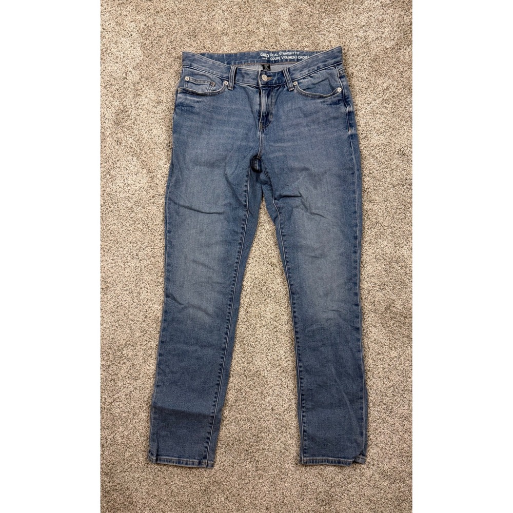 Gap Real Straight Fit Jeans Womens 6/28R Medium Wash‎ Blue Denim Pants